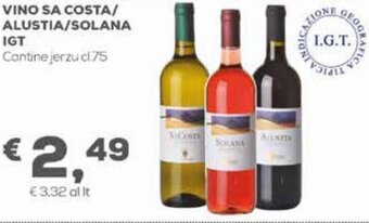 Vino Sa Costa / Alustia / Solana IGT Cantine Jerzu Cl.75