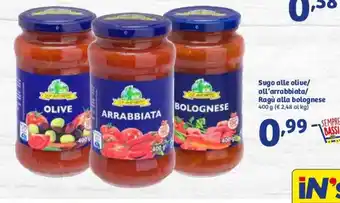 Sugo Alle Olive/All'Arrabiata/Ragù Alla Bolognese 400g