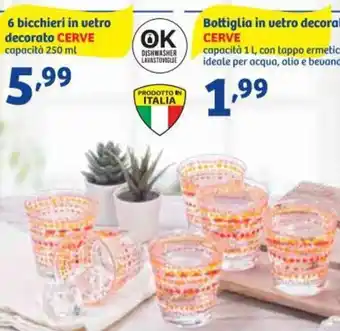 In'S Mercato Cerve 6 bicchieri in vetro decorato 250 ml offerta