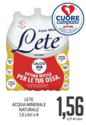 Supermercati Piccolo Lete Acqua Minerale Naturale 1,5 litri x 6 offerta