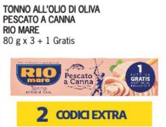 Supermercati Piccolo Rio Mare Tonno All'Olio Di Oliva Pescato a Canna 80 g x 3 + 1 Gratis offerta