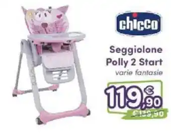 B di Bimbi Chicco Seggiolone Polly 2 Start varie fantasie offerta