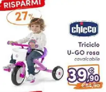 B di Bimbi Chicco Triciclo U-GO rosa cavalcabile offerta