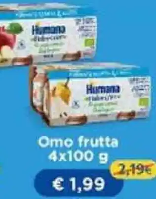 B di Bimbi Humana Omo frutta 4x100 g offerta