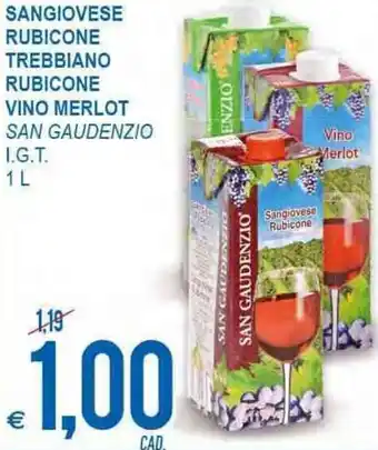 MD Discount Sangiovese Rubicone Trebbiano Rubicone Vino Merlot 1L offerta