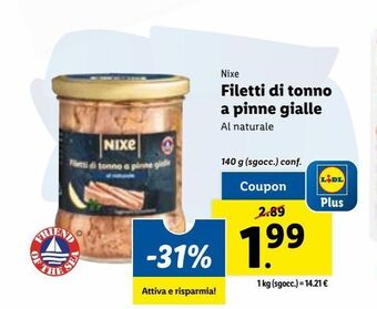 Lidl Filetti di tonno a pinne gialle offerta