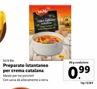 Preparato istantaneo per crema catalana