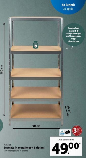 Lidl Scaffale in metallo con 5 ripiani offerta
