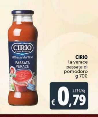 Deco Supermercati Cirio la verace passata di pomodoro g 700 offerta