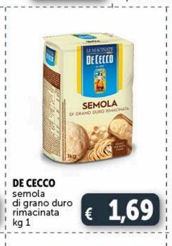 Deco Supermercati De cecco semola di grano duro rimacinata kg 1 offerta