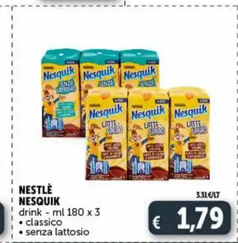 Deco Market Nestle nesquik drinkl ml 180 x 3 offerta