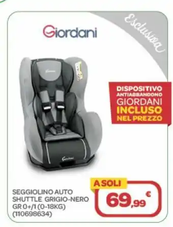 Bimbo Store Giordani seggiolino auto huttle  grigio-nero ge 0+/1 (0-18 kg) offerta