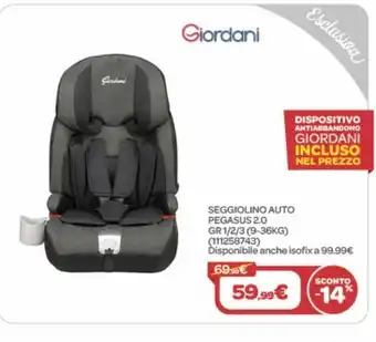 Giordani seggiolino auto pegasus 2.0 1-2-3 9102