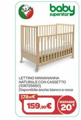 Bimbo Store Babysuperstar - lettino ninnananna naturale con cassetto offerta