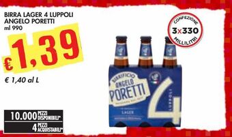 Bennet Birra lager 4 luppoli angelo poretti offerta