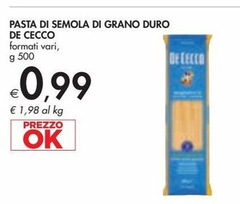 Bennet Pasta di semola di grano duro de cecco offerta