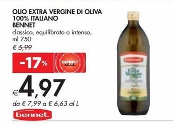 Bennet Olio extra vergine di oliva 100% italiano bennet offerta
