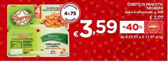 Bennet Cubetti di pancetta negroni offerta