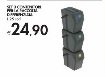 Set 3 contenitori per la raccolta differenziata