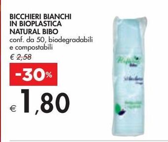 Bennet Bicchieri bianchi in bioplastica natural bio offerta