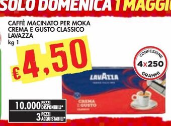 Bennet Caffè macinato per moka crema e gusto classico lavazza offerta