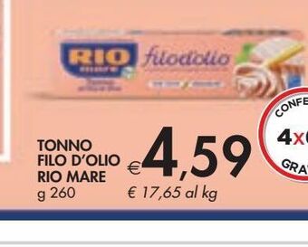 Bennet Tonno filo d'olio rio mare offerta