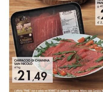 Bennet Carpaccio di chianina san nicolò offerta