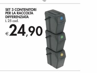 Bennet Set 3 contenitori per la raccolta differenziata offerta
