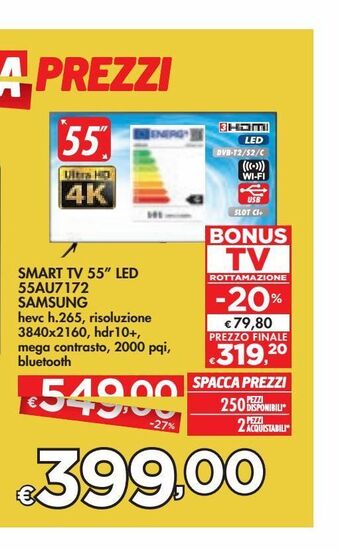 Bennet Smart tv 55" led 55au7172 samsung offerta