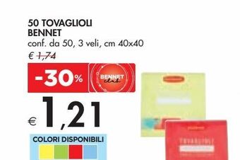 Bennet 50 tovaglioli bennet offerta
