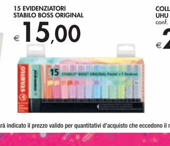 Bennet 15 evidenziatori stabilo boss original offerta