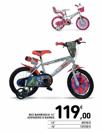Spazio Conad Bici bambino/a 14" avengers o barbie offerta