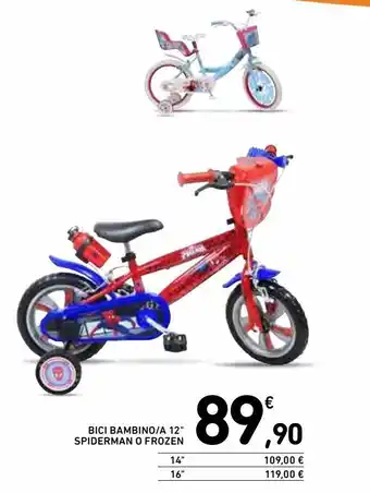 Spazio Conad Bici bambino/a 12" spiderman o frozen offerta