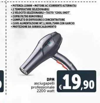 Asciugacapelli professionale 2200 wat dpm