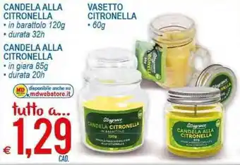MD Discount Candela Alla Citronella , Candella lla Citronella offerta