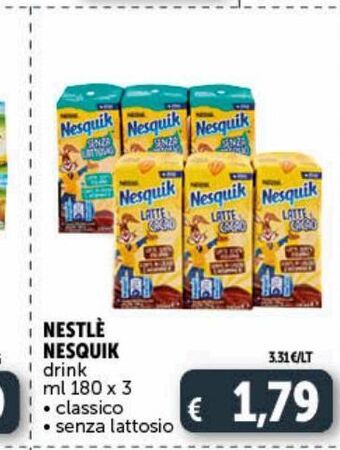 Deco Supermercati Nestle  nesquik drink ml 180 x 3 offerta