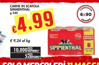 Bennet Carne in scatola simmenthal offerta