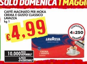 Bennet Caffè macinato per moka crema e gusto classico lavazza offerta