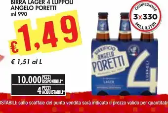 Bennet Birra lager 4 luppoli angelo poretti offerta