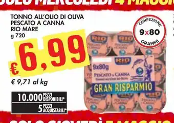 Bennet Tonno in olio d'oliva pescato a canna rio mare offerta