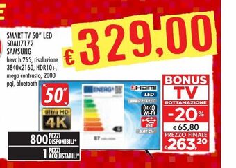 Smart tv 50 led 50au7172 samsung