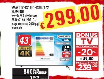 Bennet Smart tv 43" led 43au7172 samsung offerta