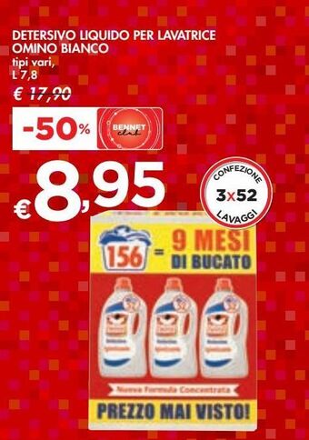Bennet Detersivo liquido per lavatrice omino bianco offerta