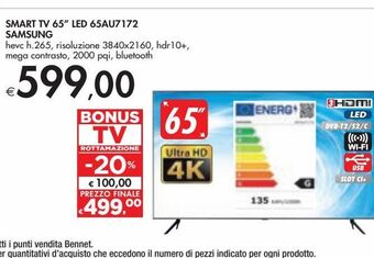 Bennet Smart tv 65" led 65au7172 samsung offerta