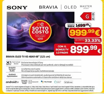 Euronics Bravia oled tv ke - 48a9 48" (121cm) sony offerta
