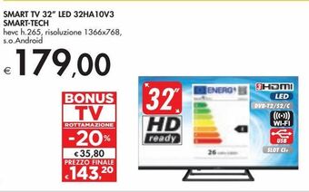 Bennet Smart tv 32" led 32ha10v3 smart-tech offerta