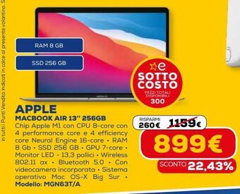 Euronics Macbook air 13" 256gb apple offerta
