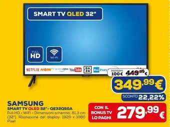 Euronics Smart tv qled 32" - qe32q50a samsung offerta
