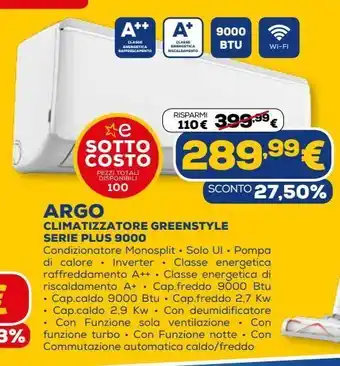 Euronics Climatizzatore greenstyle argo offerta
