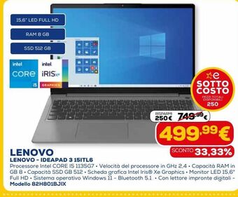 Euronics Lenovo - ideapad 3 15itl6 offerta